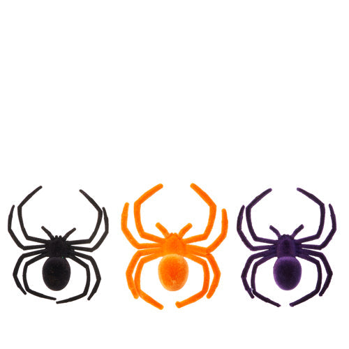 Halloween Carnival - 6.75" FLOCKED SPIDER - SET OF 3