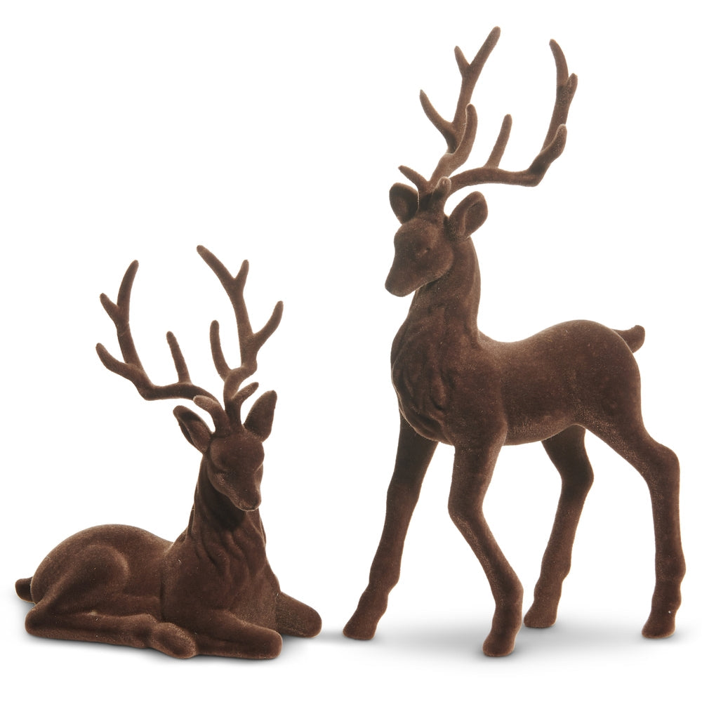 Christmas Carousel Collection - 15" Flocked Deer - SET OF 2