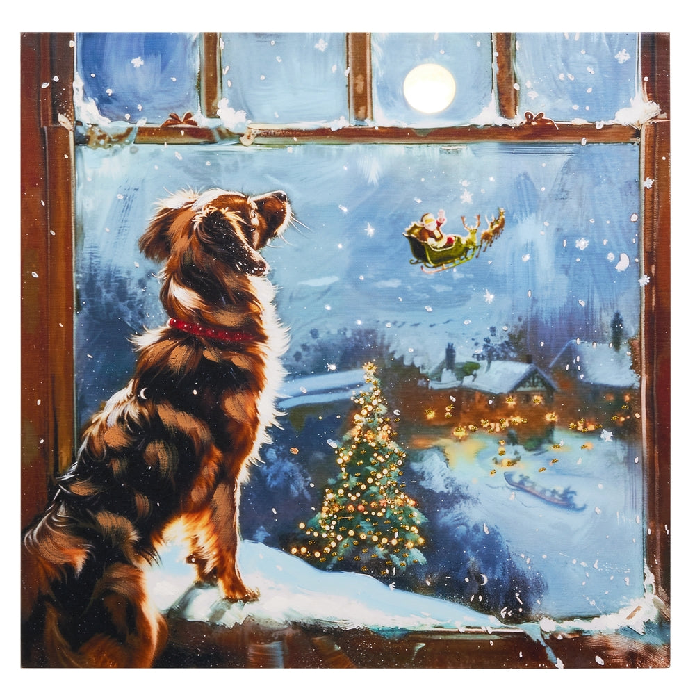 Christmas Carousel Collection - 18" Waiting for Santa Lighted Print