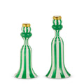 Green Stripe Candlesticks - SET OF 2