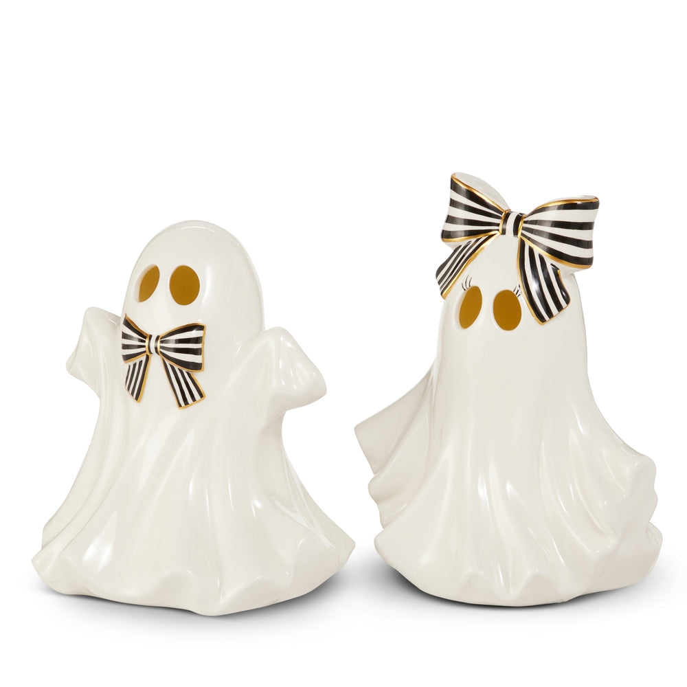 9.5" Lighted Ghost with Bow