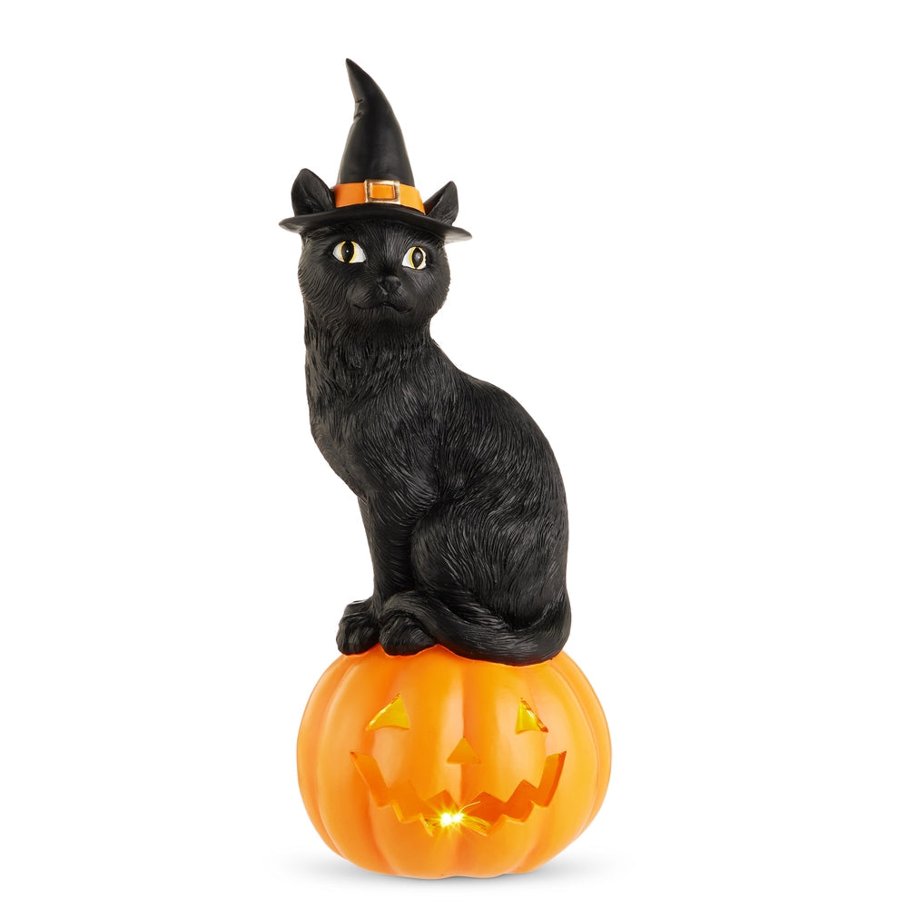 16.5" Black Cat on Jack-O-Lantern