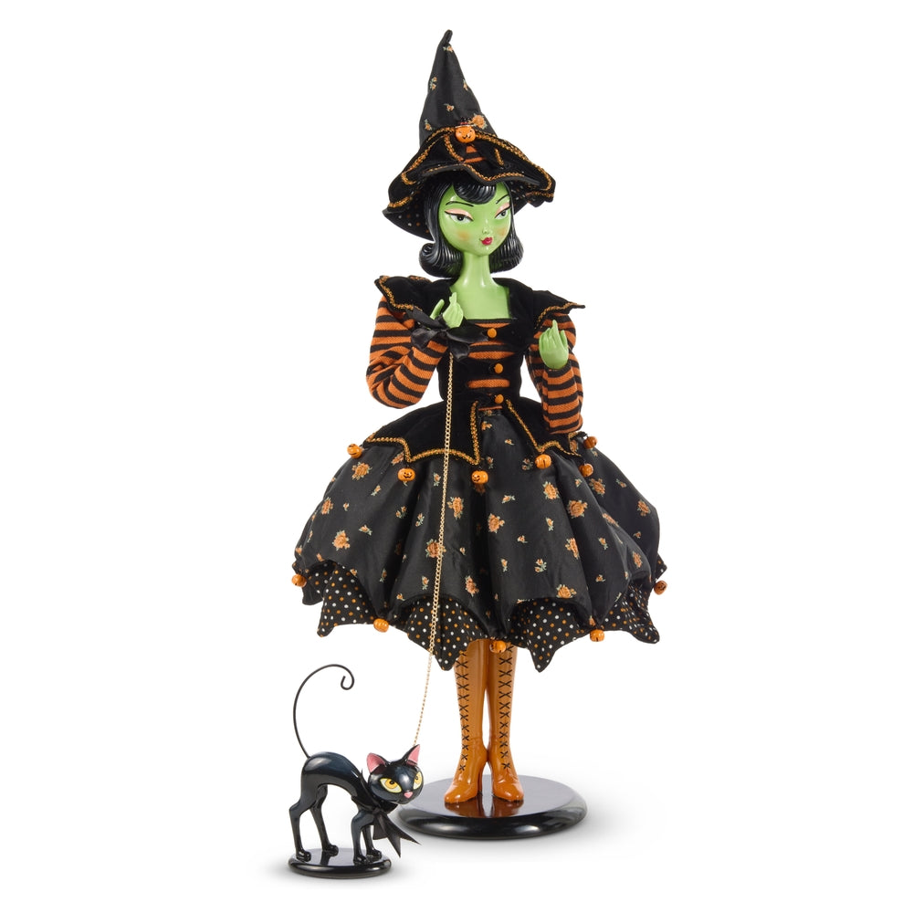 Halloween Carnival - 36" Green Witch Fashionista with Cat