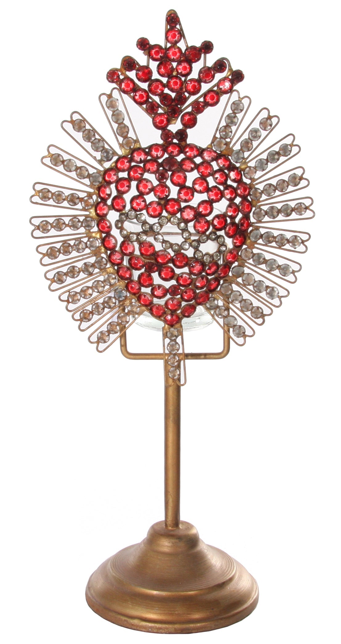 Valentine's Day - 13" Burning Heart Jeweled Tea-light Holder