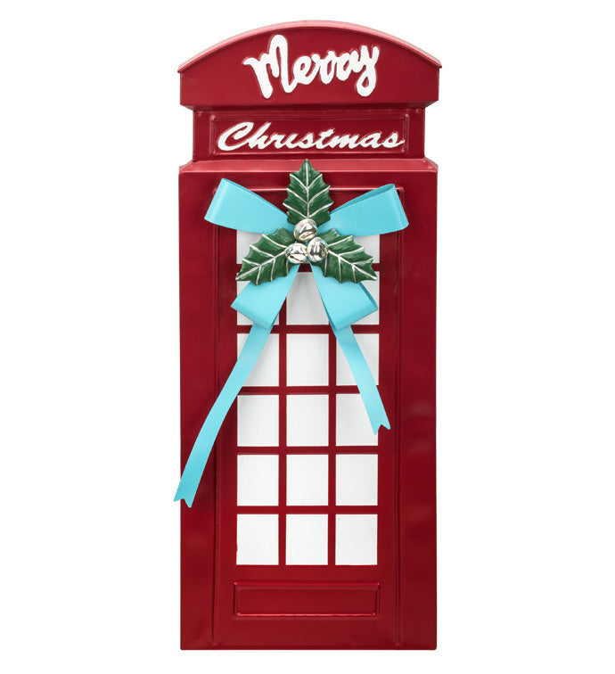 Christmas Carousel Collection - 27.5" Merry Christmas Phone Booth Plaque
