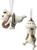 Set of 2 Gingerbread Baking Mice Mouse with Cake and Cookie