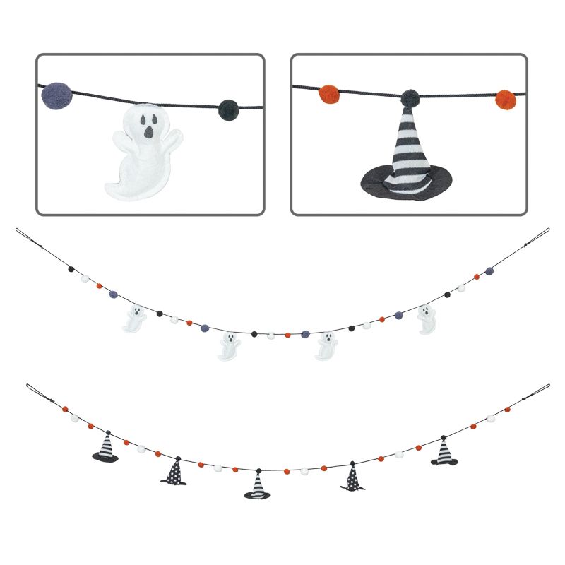 Ghost and Witch Hat Garland - SET OF 2