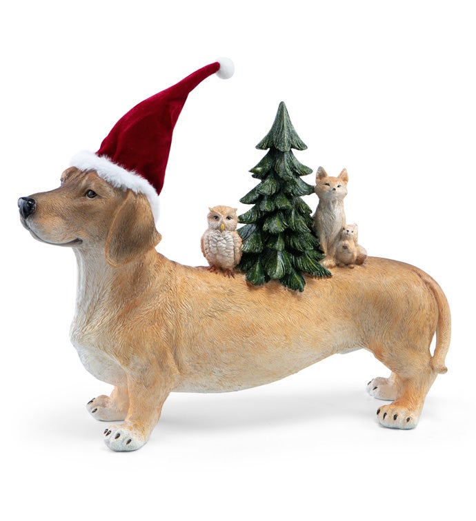 Christmas Carousel Collection - 12.5" Dachshund with Animals and Tree
