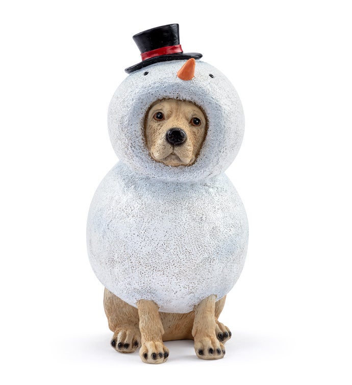 Christmas Carousel Collection - 9" Dog In Snowman Suit