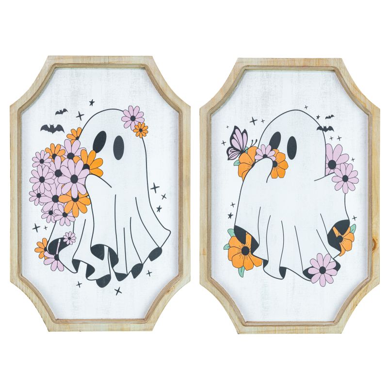 18" Flowers Ghost Wall Decor - SET OF 2