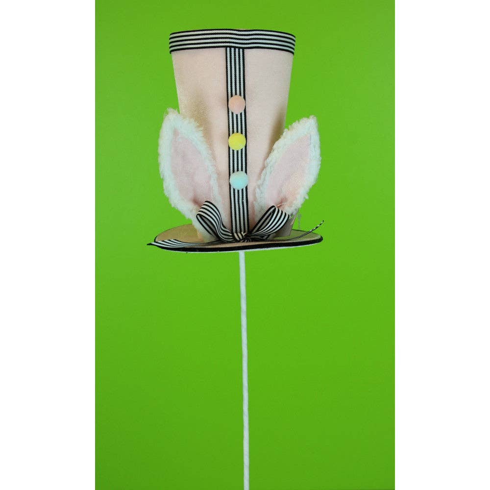 Mad Hatter Flocked Easter Rabbit Hat Pick 20" - Pink