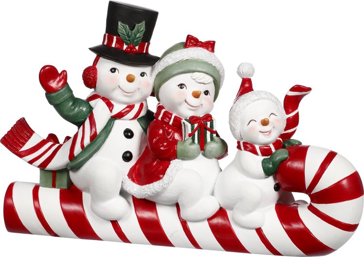 Snowman and Candy Cane Tabletop - 8 x 8 Inches