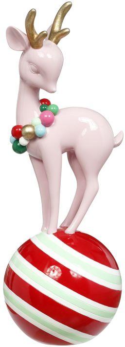 17" Pink Deer on Peppermint Ball