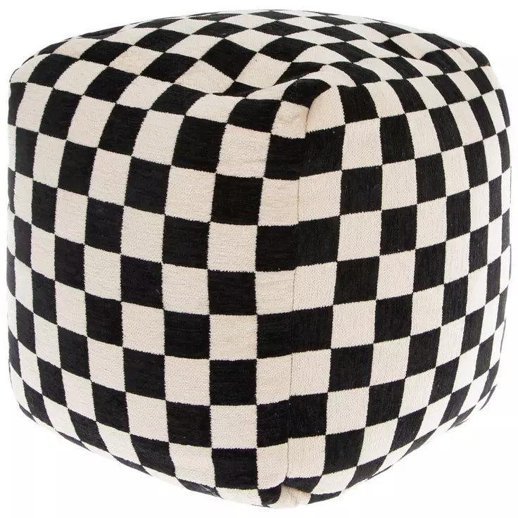 18" Checkered Pouf Ottoman