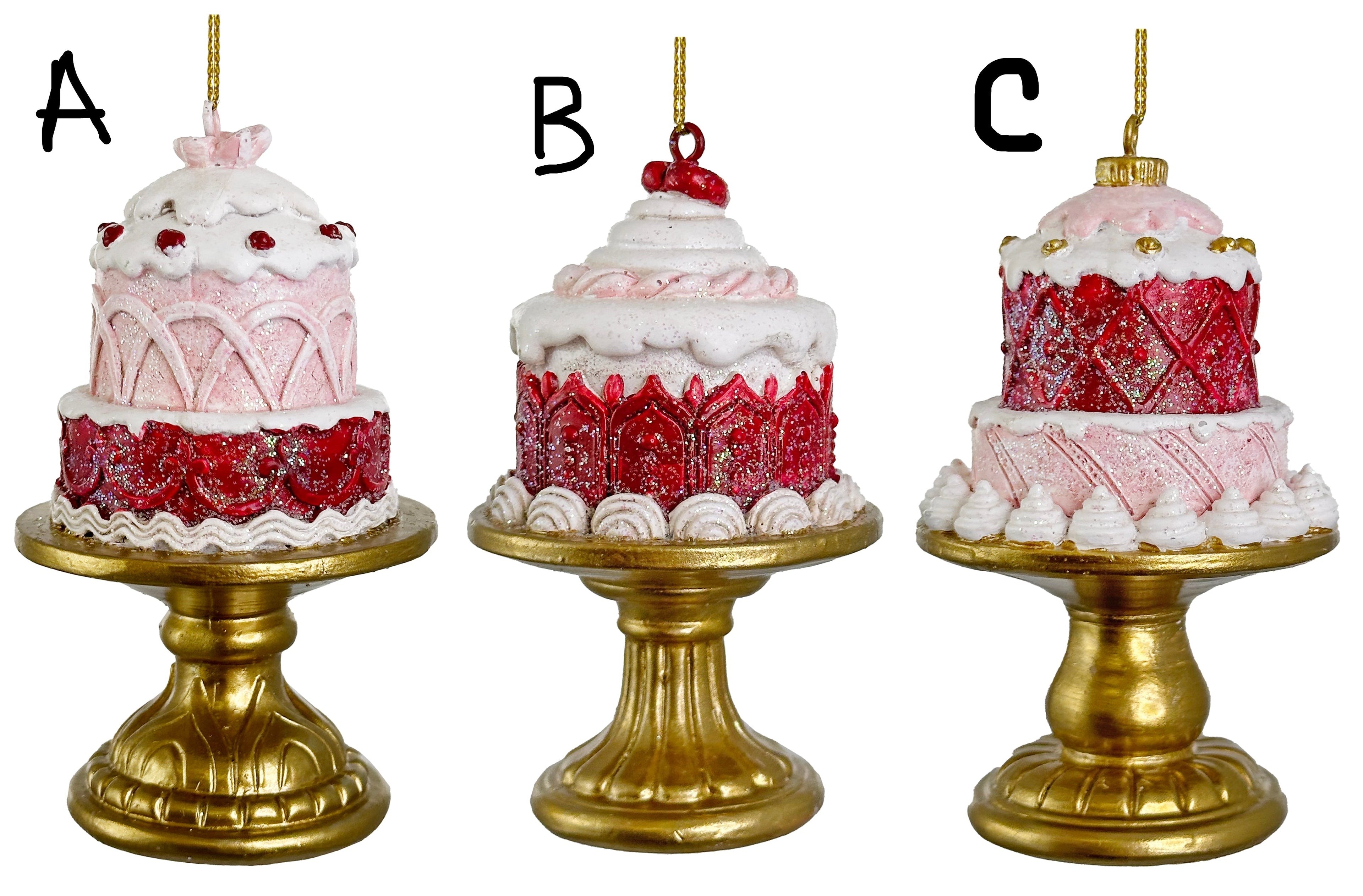 Valentine's Day - 4" Pink & Red Cake Ornament