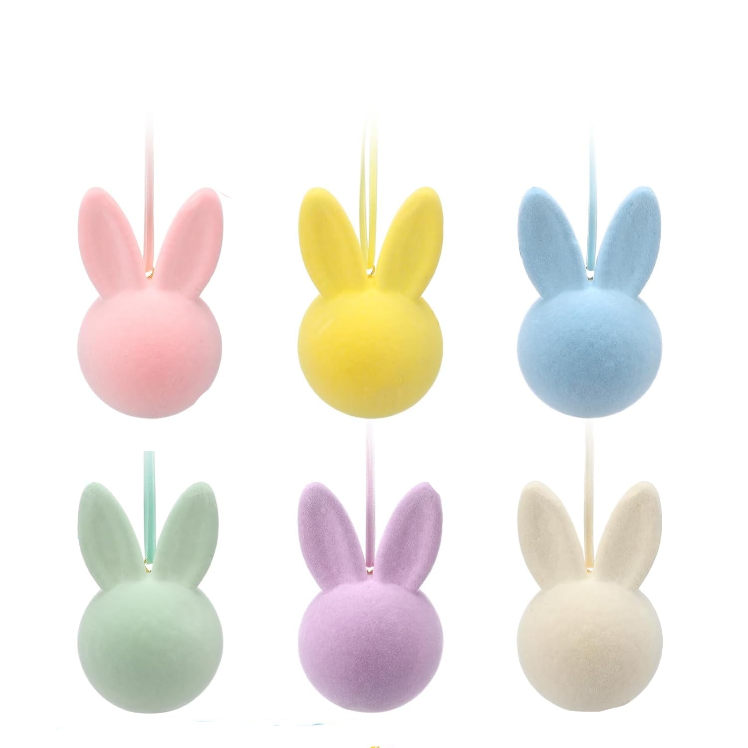 4" Flocked Bunny Head Ornament