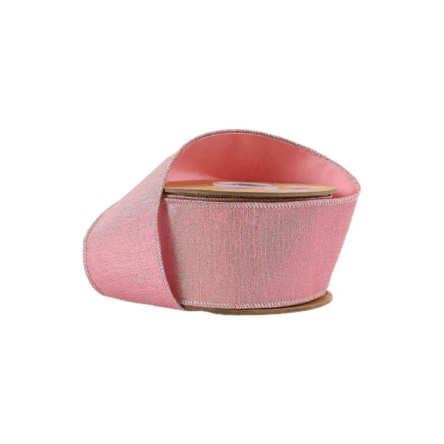 2.5" X 10 yards iridescent pink, metallic double fusded taffeta backing