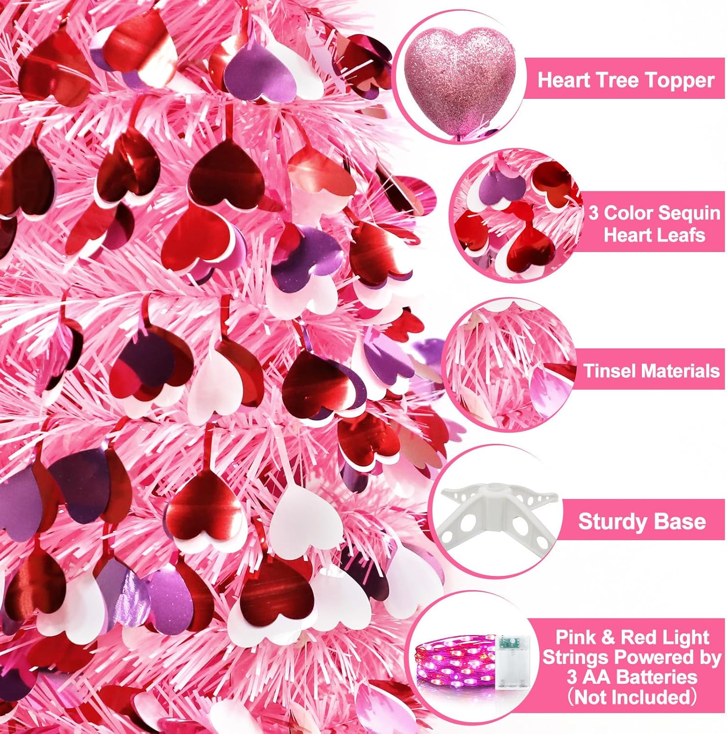 Cupid's Valentine - 5FT Valentines Tree with Lights