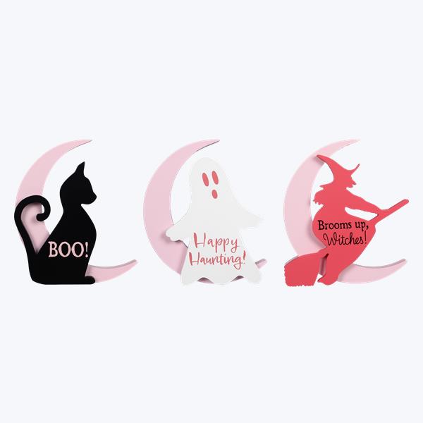 Halloween Carnival 10" - Pink Halloween Wood Tabletop Word Signs - SET OF 3