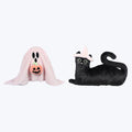 Halloween Carnival 20" Fabric Pink Ghost & Black Cat Shaped Pillows - SET OF 2
