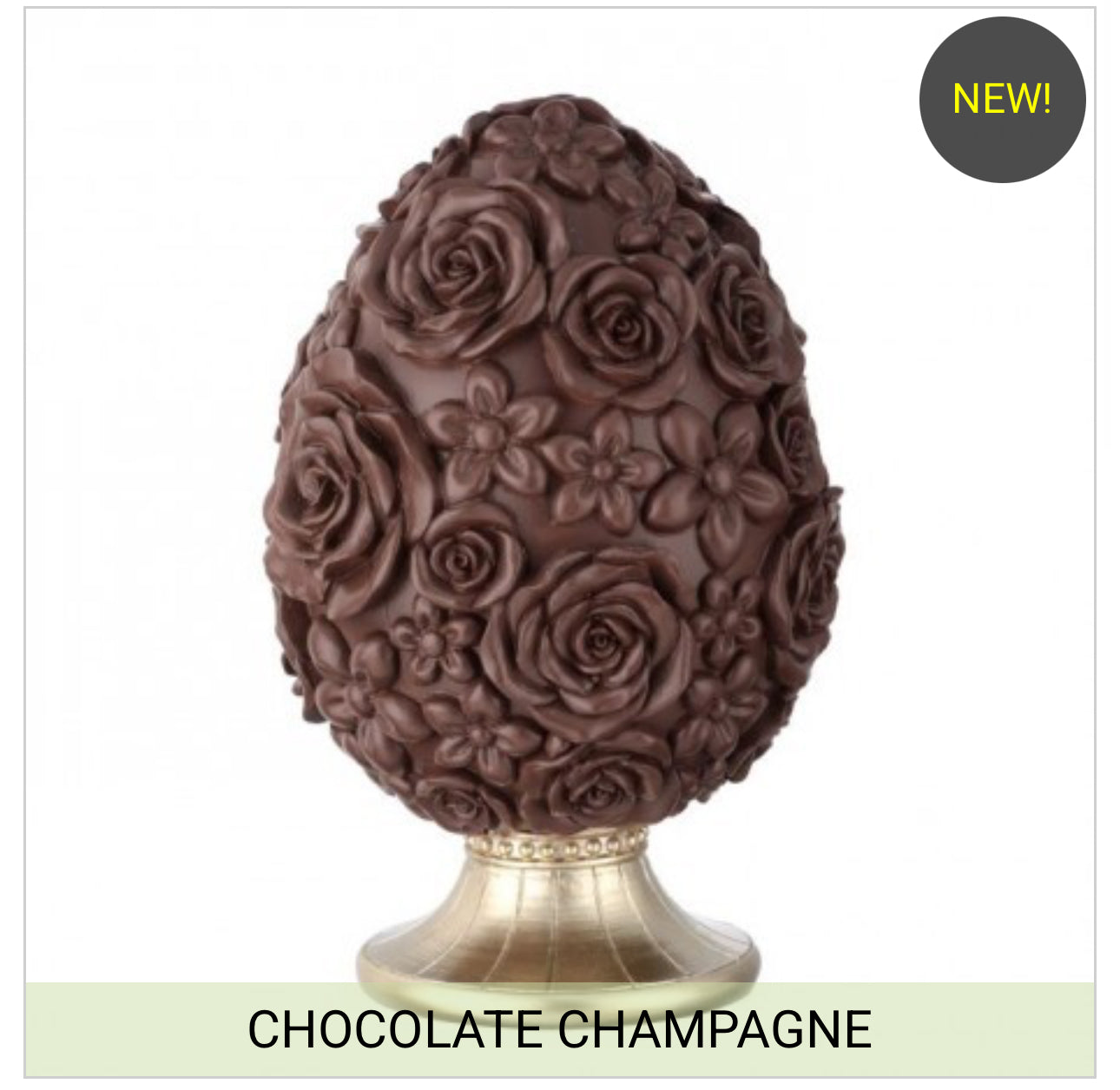 6.5" RESIN CHOCOLATE EGG W/ROSE PATTERN