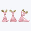 6" Resin Pink Yoga Deer  - SET OF 3