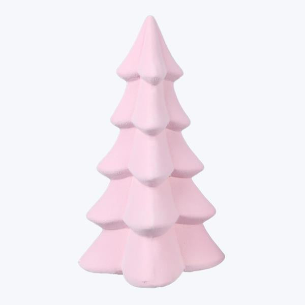 10" PINK Ceramic Flocked Christmas Tree Decor