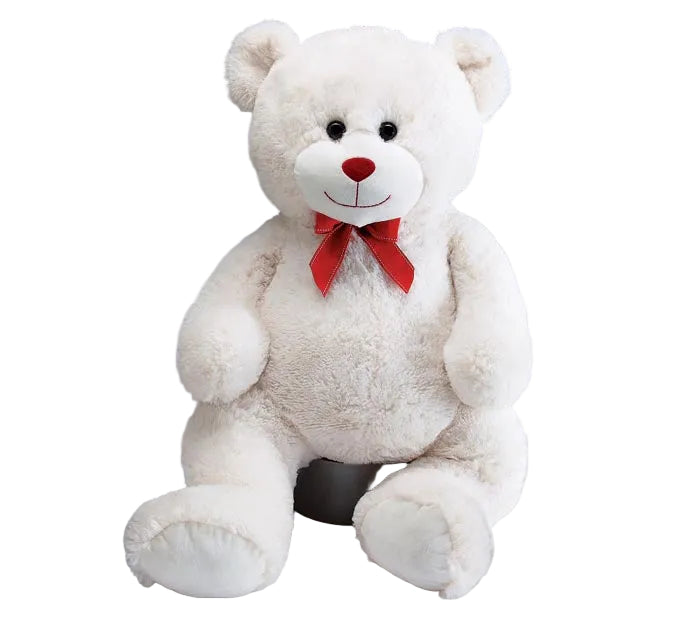 Valentine's Day - 34" WHITE BEAR WITH RED RIBBON BOW