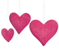 Valentine's Day - 14.5" - 12" & 7.5" HOT PINK HANGING HEARTS - SET OF 3