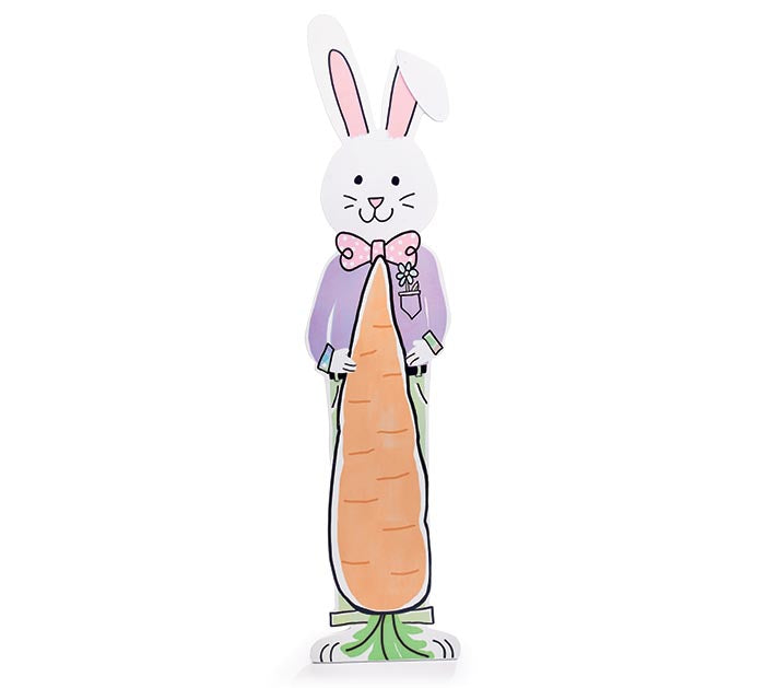 36" EASTER BUNNY HOLDING CARROT PORCH SIGN