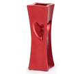 Valentine's Day - 9.5" SQUARE RECESSED HEART SATIN RED VASE