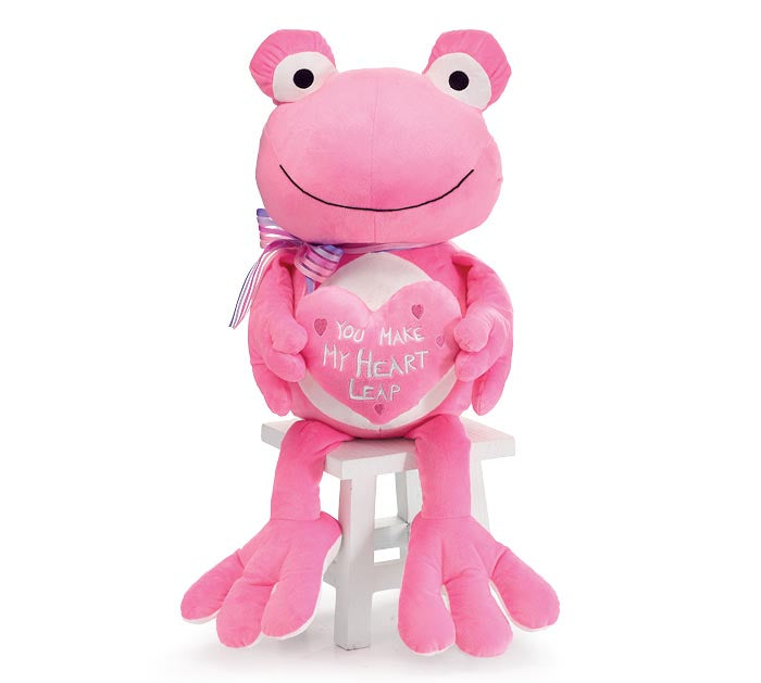Valentine's Day - 29"H PINK PLUSH FROG WITH HEART