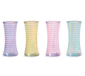 10" GLASS IRIDESCENT HOURGLASS RIBBED VASE