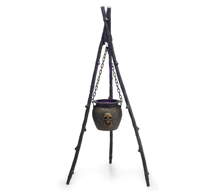 55" BLACK ANIMATED WITCH CAULDRON DECOR