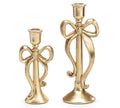 Christmas Carousel Collection - 11.75 & 8.5 GOLD BOW CANDLEHOLDERS - SET of 2