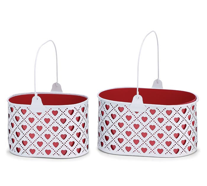 Valentine's Day - TIN NESTED HEART BASKETS - SET OF 2