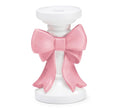 Valentine's Day - 7" PINK BOW ON WHITE RESIN CANDLEHOLDER