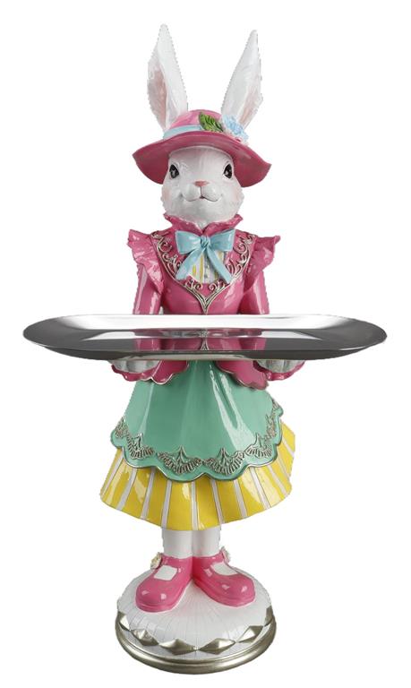 23.43" RESIN MRS. SERVER BUNNY METAL PLATE