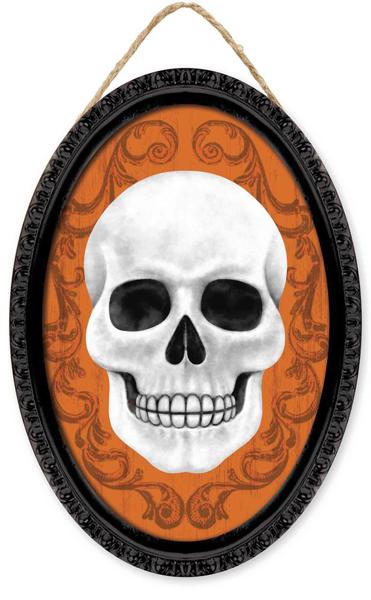 13"H x 9"L Framed Skull Oval Sign