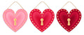 SET OF 3 Cupid's Valentine 6" Heart Lock Heart Signs
