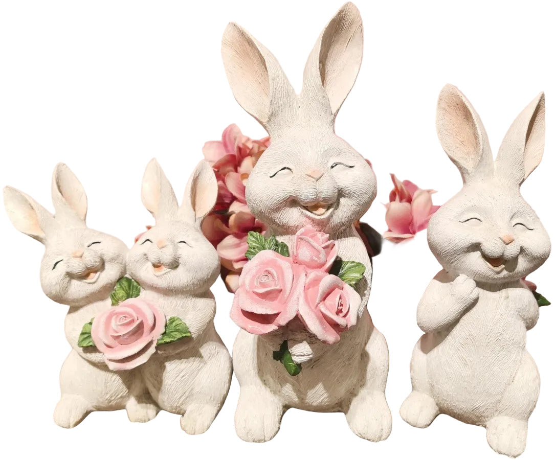 7.5" - 10" &  12" Bunny with Roses - SET OF 3