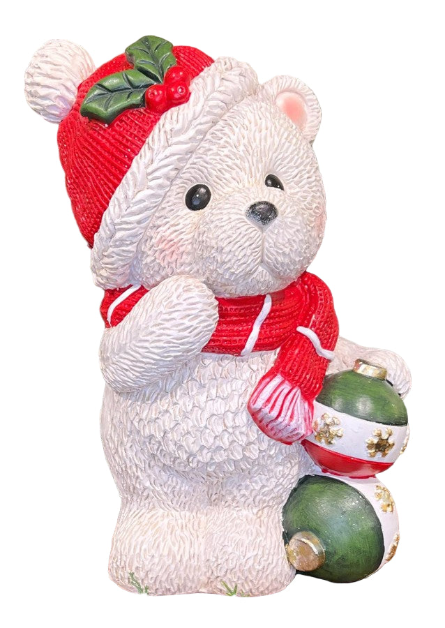 Christmas Carousel Collection - 15" RESIN BEAR WITH ORNAMENTS