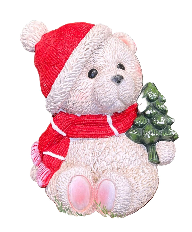 Christmas Carousel Collection - 11.5" RESIN BEAR W/ TREE