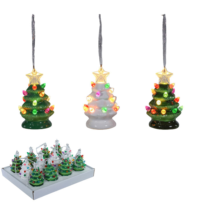 Christmas Carousel Collection - 4" Traditional Retro Ceramic Light Up Tree Ornament