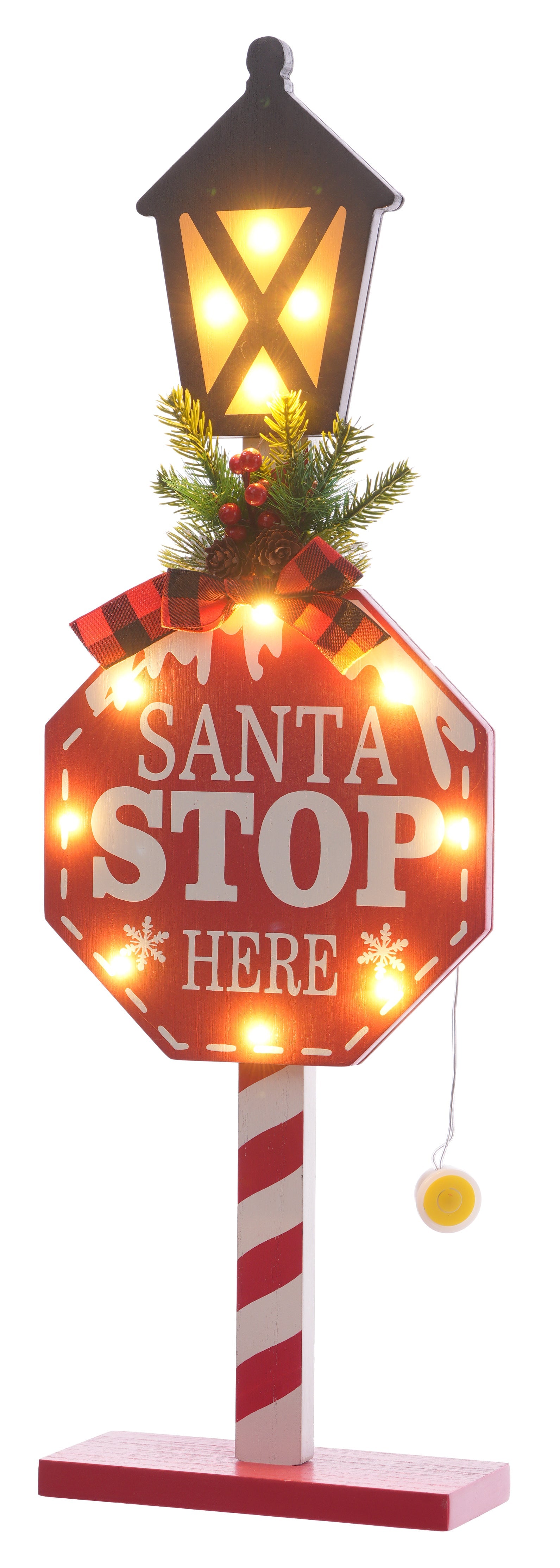 Christmas Carousel Collection - 24" Light Up Santa Stop Here Sign