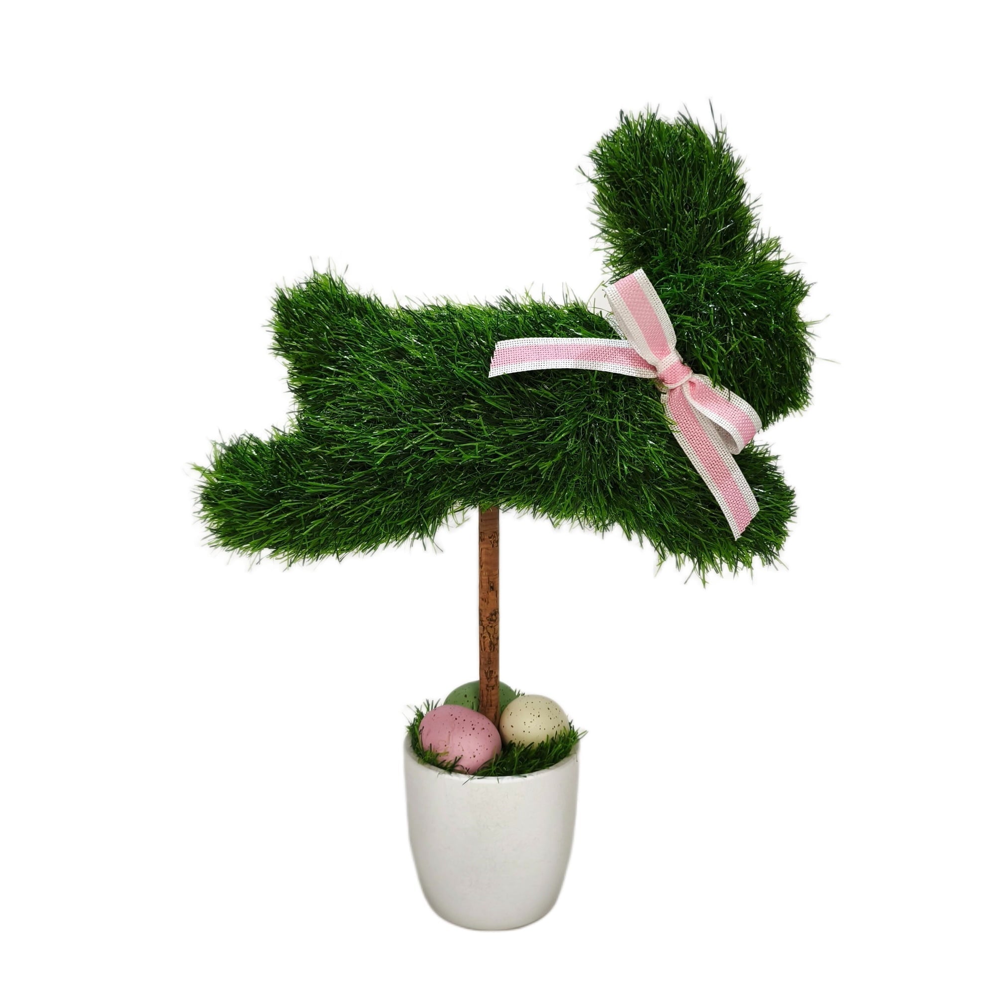 18" Artificial Turf Bunny Topiary