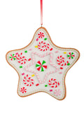 5" White Candy Cane Gingerbread Star Ornament