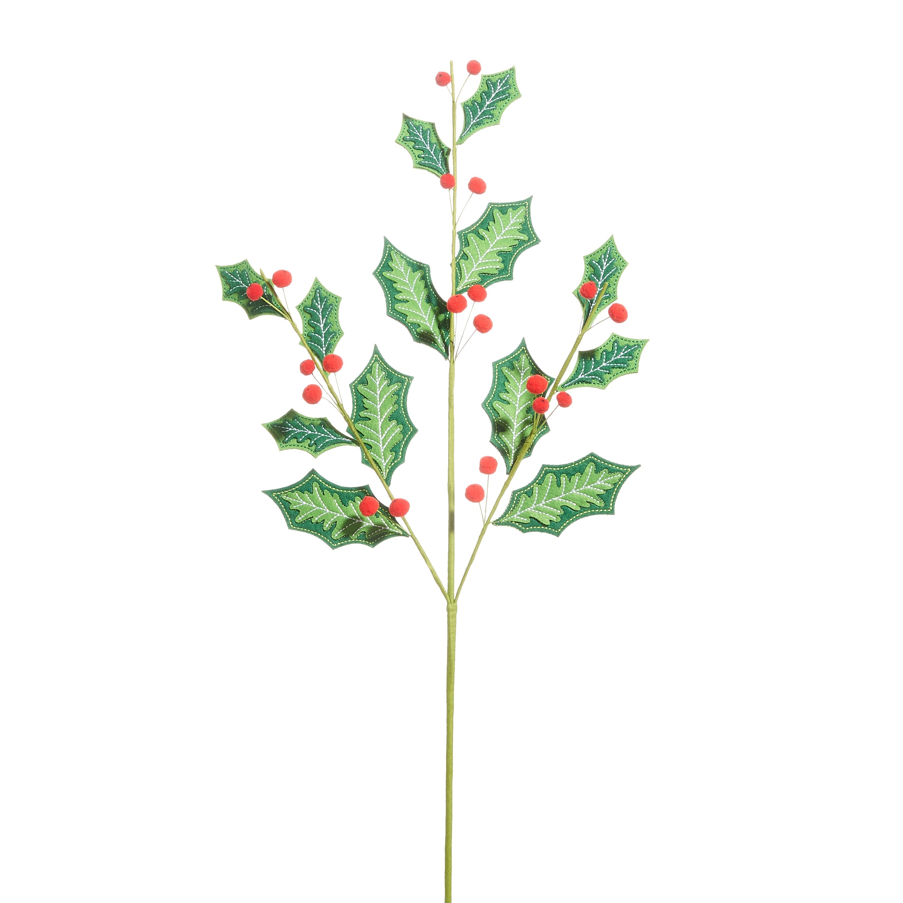 Christmas Carousel Collection -  27" Holly Berry Felt Spray