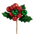 Christmas Carousel Collection -  10" Ball Ornament Cluster Holly Pick