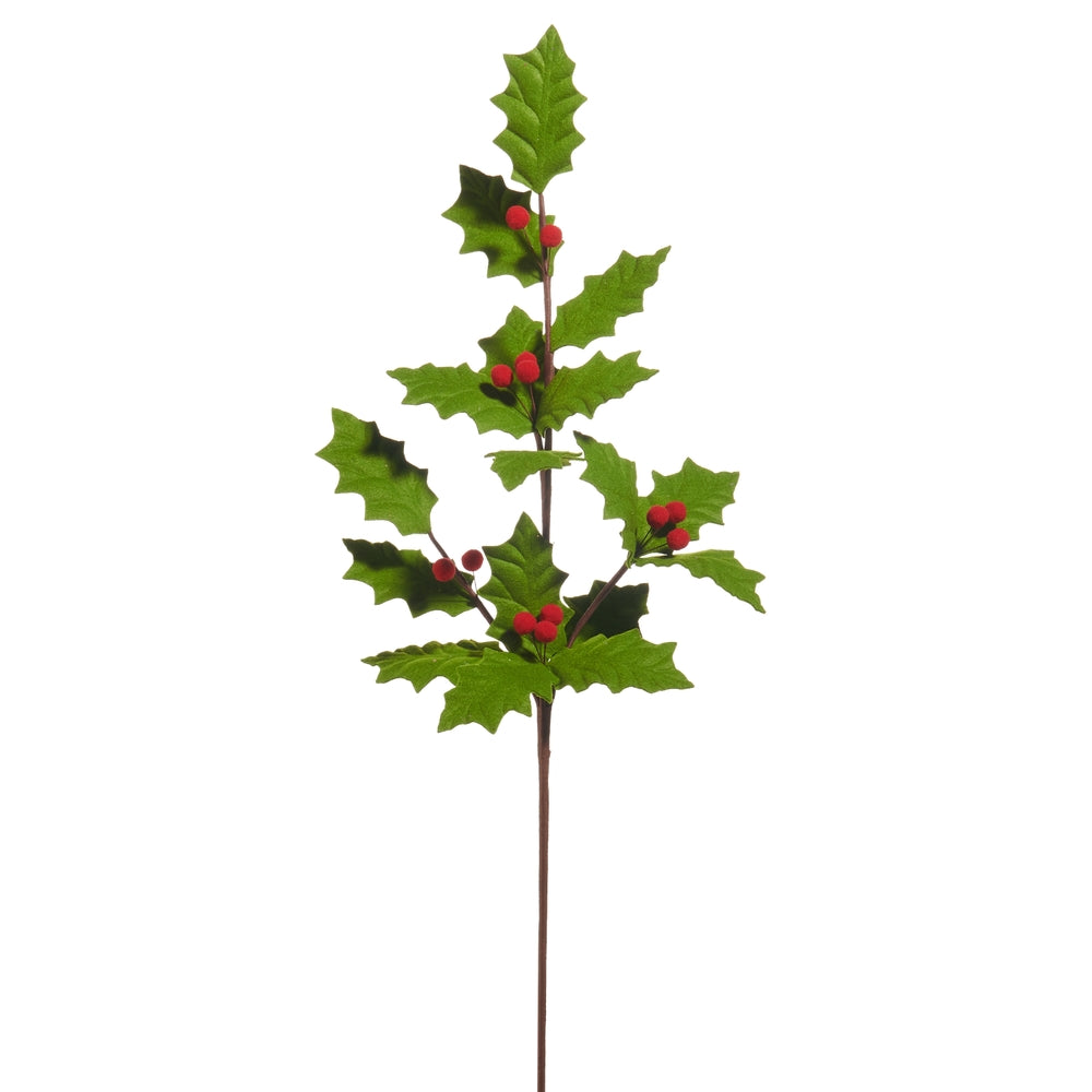 Christmas Carousel Collection -  30.5" Felt Holly Leaf Spray